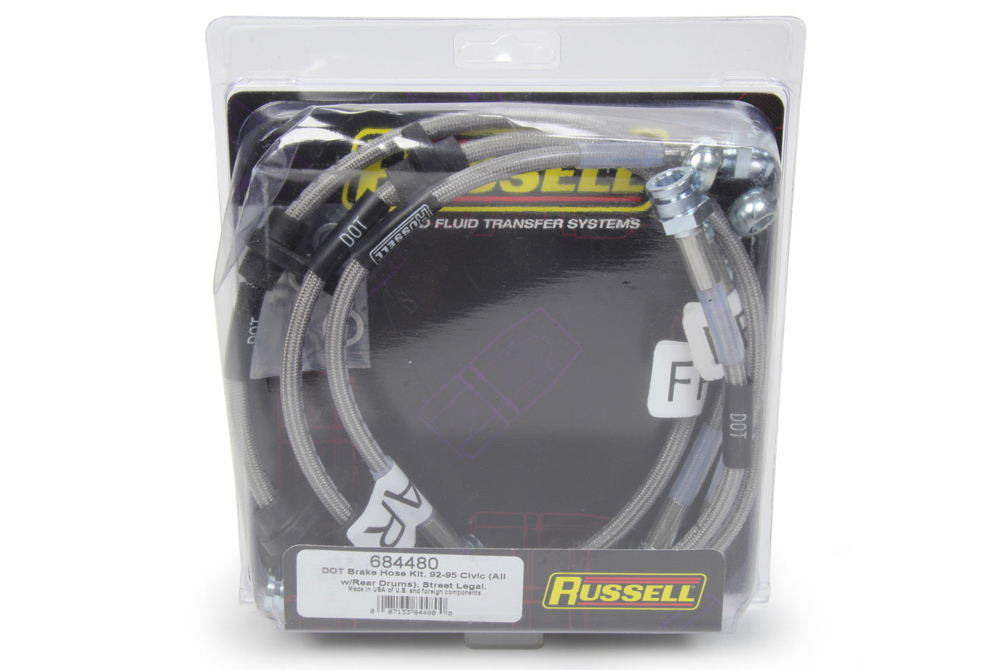 Russell's Stainless Braided Brake Line Kit 1992-1995 Honda Civic 684480