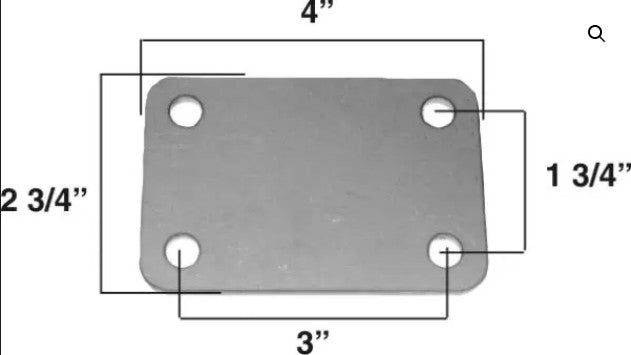 FCRC Steel Universal Mounting Plate 2-3/4" X 4" Holes 1-3/4" X 3" Ea 521-A