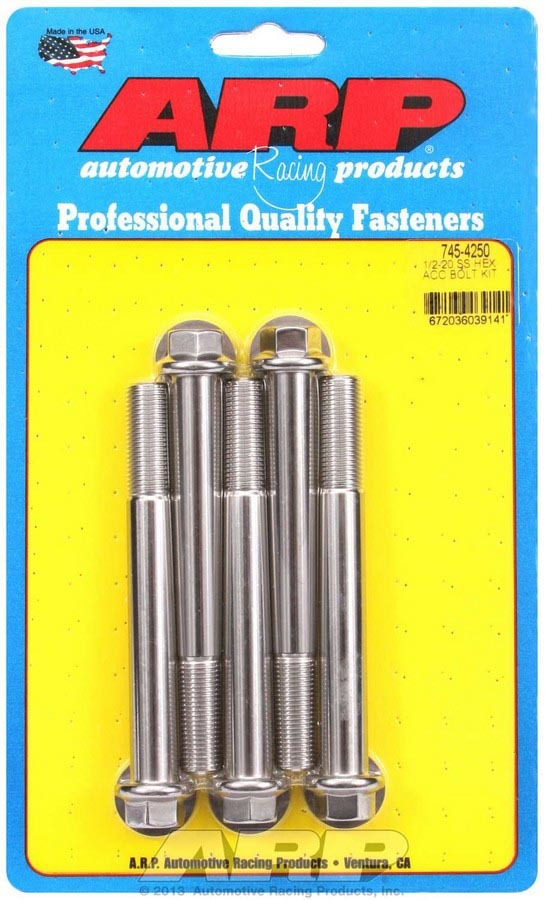 ARP Bulk Fasteners 1/2-20" Threads 4.250" Long Stainless Hex 5Pk 745-4250