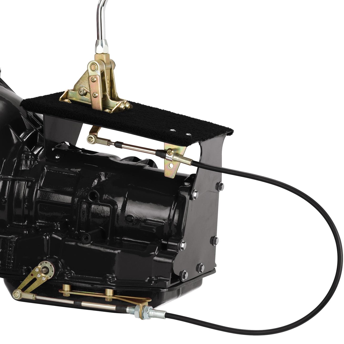 Lokar Floor Mount Billet Shifter Ford 4R70W/AODE 12" Single Bend Arm 8-Ball Knob COS64R70WC8