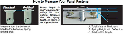 PanelFast Flush Head Black Alum 1/4 Turn Dzus Fastener 7/16" .550" Long 50Pk PANFABK6550-50