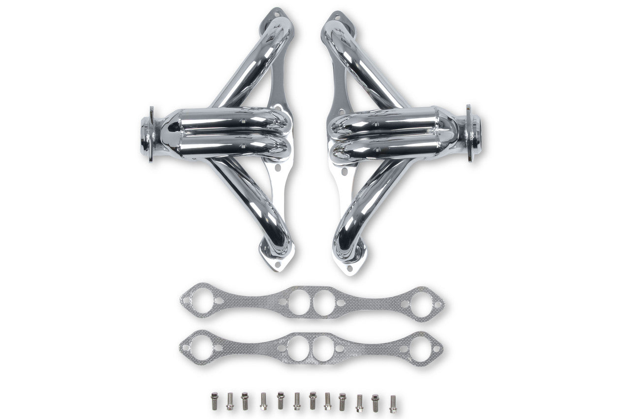 Flowtech Chrome Block Hugger Header SB Chevy D-Port 11705-2FLT