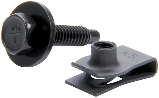 Allstar Performance Body Bolts w/ Clips Black 10pk 18558