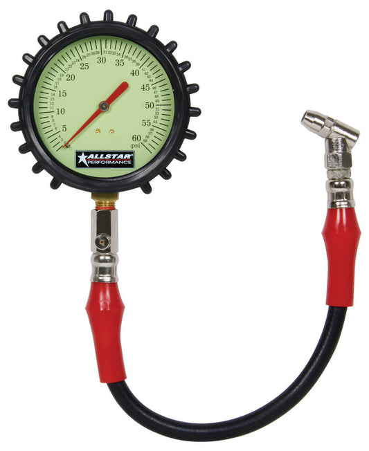 Allstar Performance Tire Pressure Gauge 0-60 PSI 4" Dial Glow-In-Dark 44048