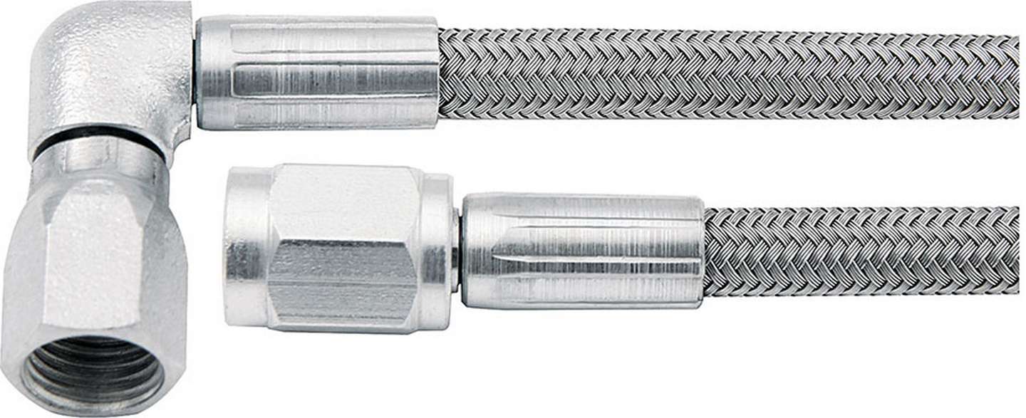 Allstar Performance Braided Stainless Brake Line 16in #3 Line -3 AN Str/-3 AN 90 Deg 46302-16