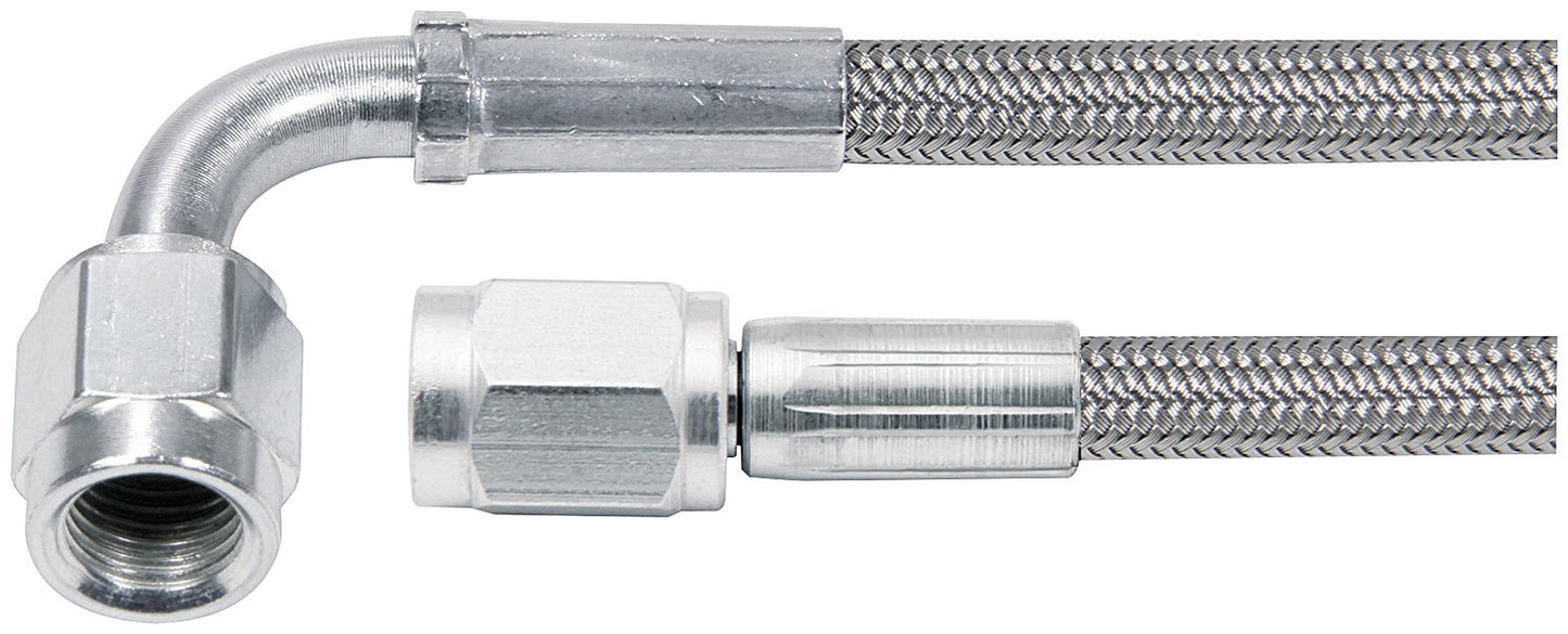 Allstar Perf Braided Stainless Steel Brake Line 48in #3 Line -3 Str/-3 90 Deg Tube Style 46304-48
